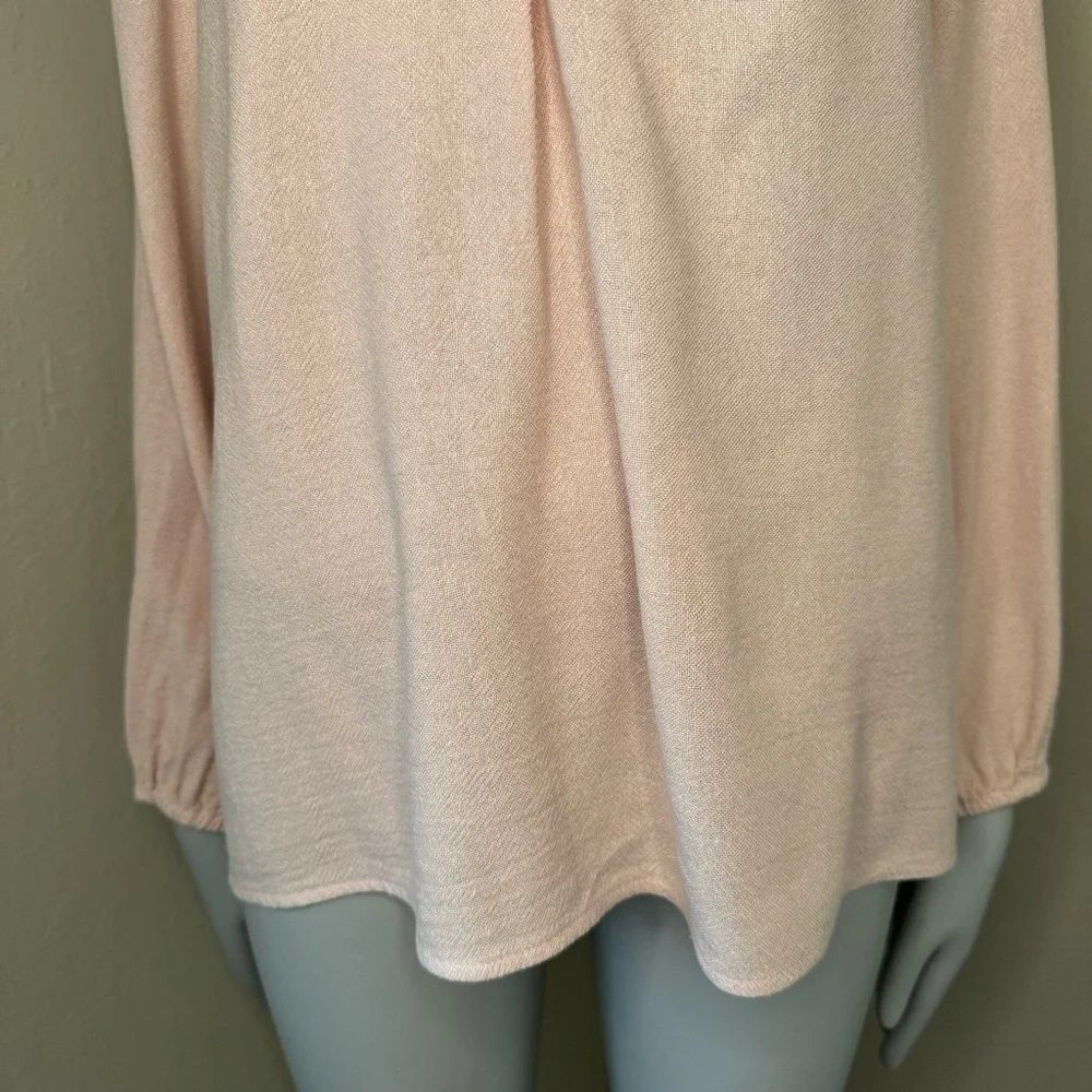 XIRENA Camila Crepe Top Rosefinch Pale Pink V-Neck Long Sleeve Loose Fit Size SM - Picture 6 of 16